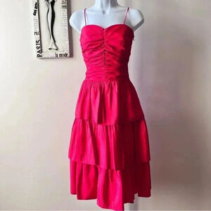 Women’s Vintage Coral Taffeta Tiered Dress Size 3